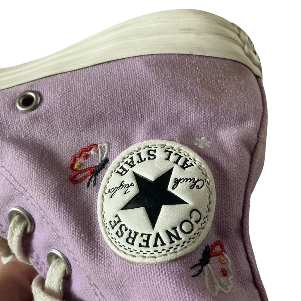 Converse CTAS butterfly wings women’s Sz 6 purple white canvas sneakers HI TOP - Picture 6 of 10
